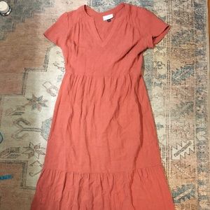 Women’s Linen-Blend Tiered Dress, Clay, Size Small